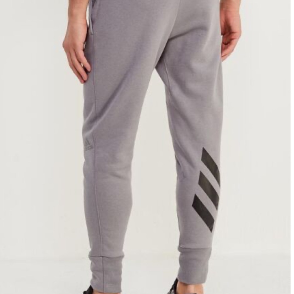 adidas Grey Track Pants with Black Stripe Detail
